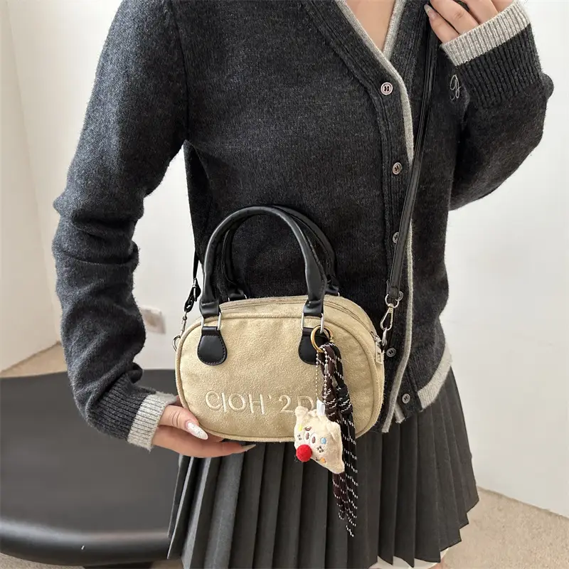 Women's Soft Leather Shoulder Bag with Cute Charm - Image 9