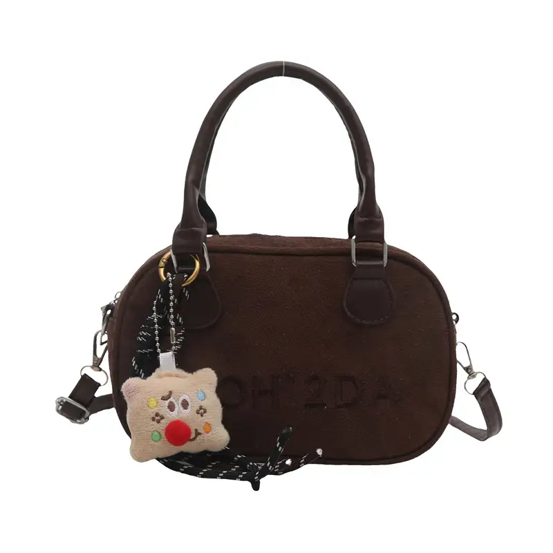 Women's Soft Leather Shoulder Bag with Cute Charm - Image 11