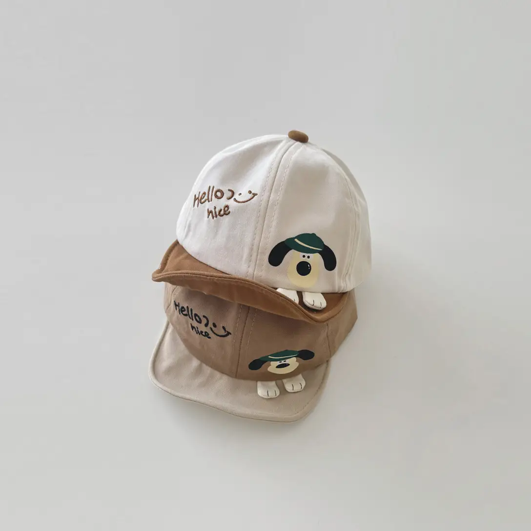 Brown Cartoon Baby Cap with Face Design - Image 34