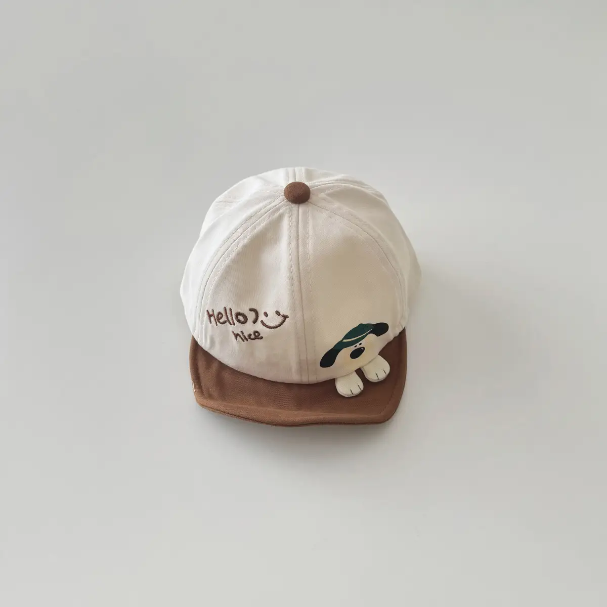 Brown Cartoon Baby Cap with Face Design - Image 4