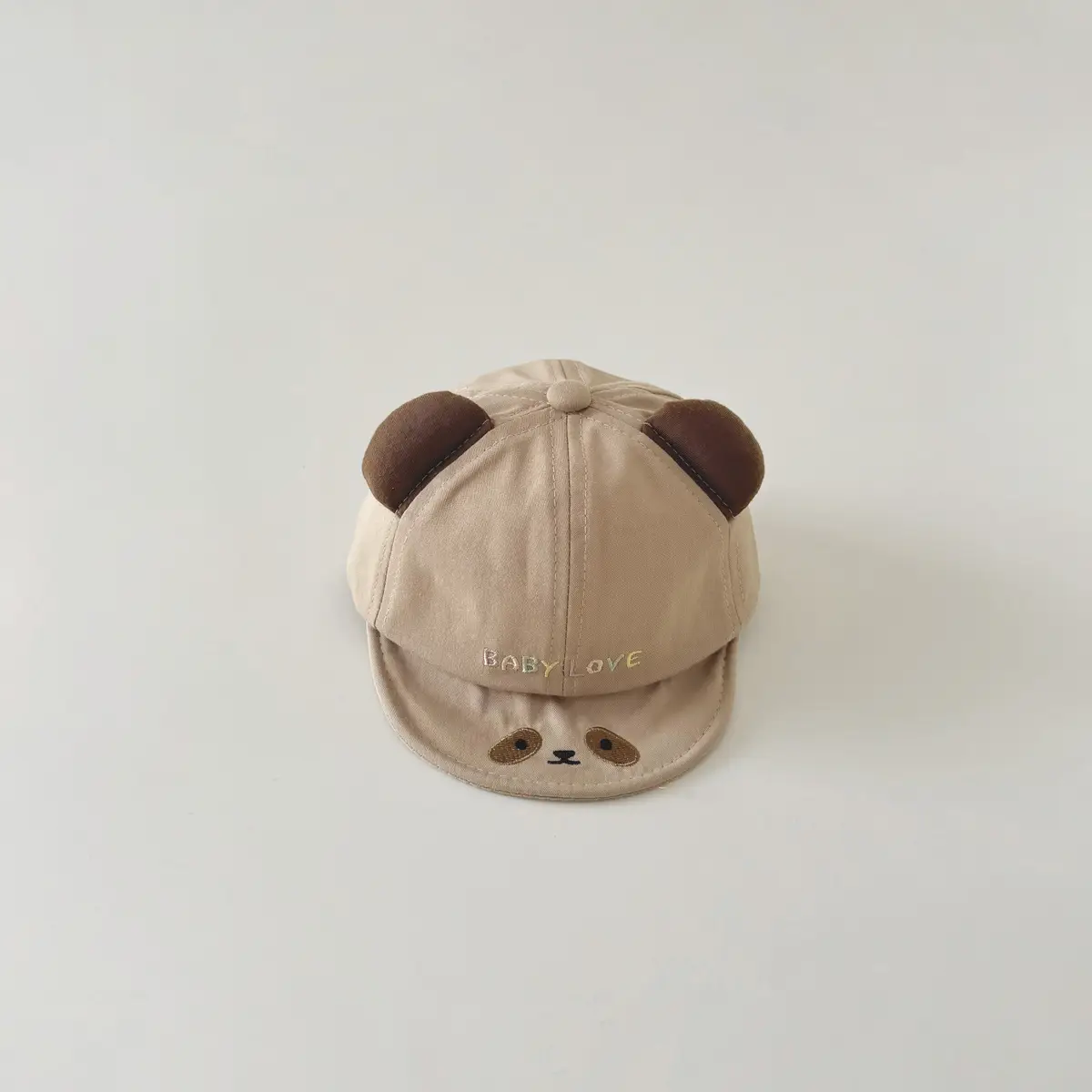 Brown Cartoon Baby Cap with Face Design - Image 6