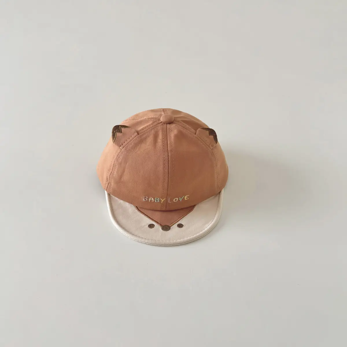 Brown Cartoon Baby Cap with Face Design - Image 7