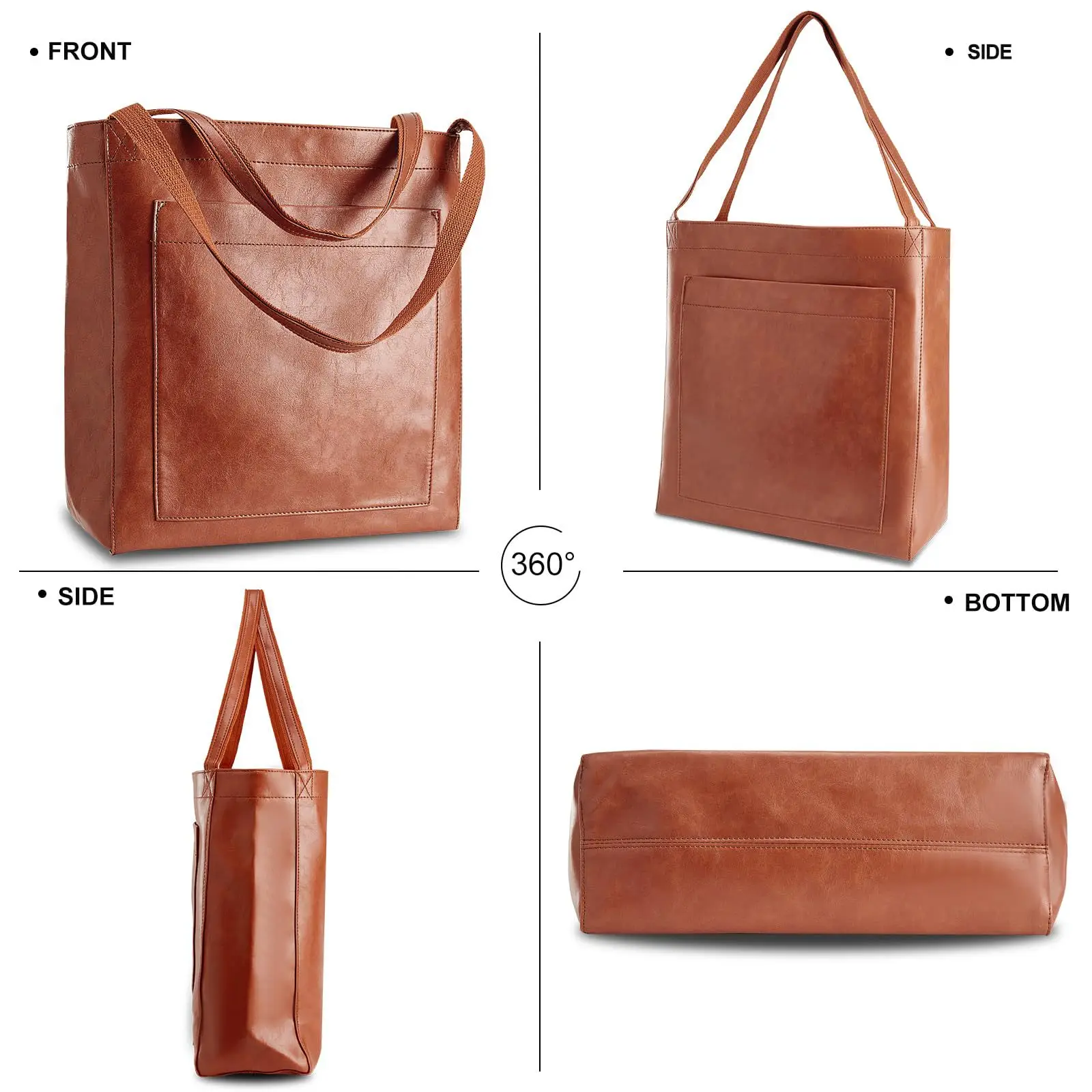 Vintage Women's Handbag Large Capacity Leather Shoulder Bag - Image 8