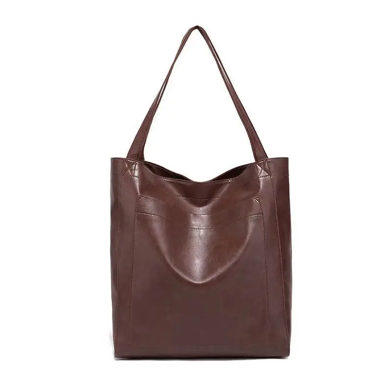 Vintage Women's Handbag Large Capacity Leather Shoulder Bag - Image 3
