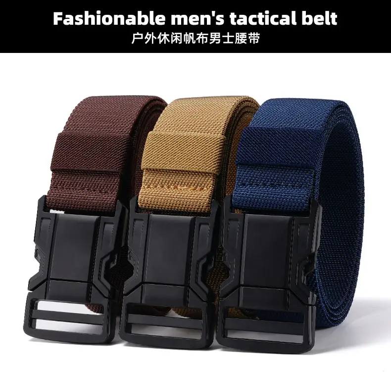 Men's Blue Nylon Belt with Black Buckle — feature 1