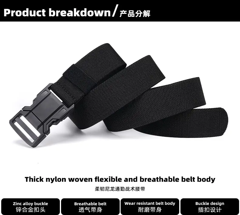 Men's Blue Nylon Belt with Black Buckle — feature 10