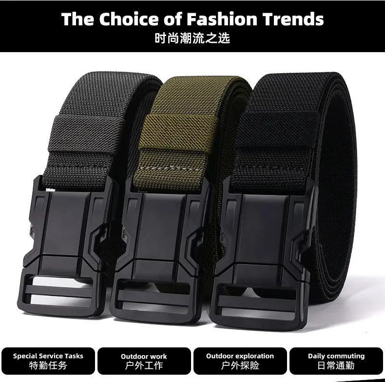 Men's Blue Nylon Belt with Black Buckle — feature 2