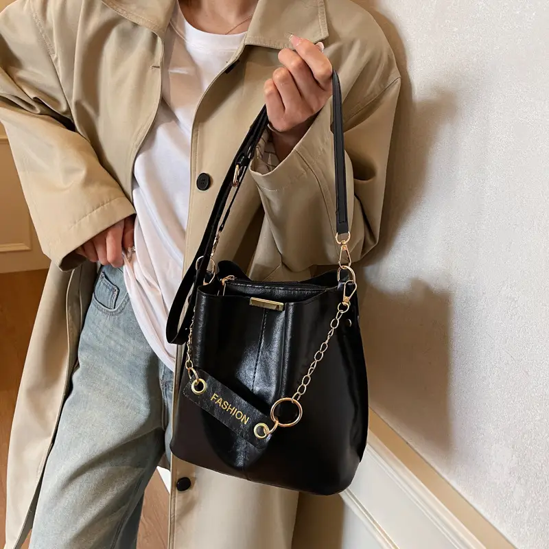 Women's Vintage Leather Bucket Bag Tan 2025 - Image 7