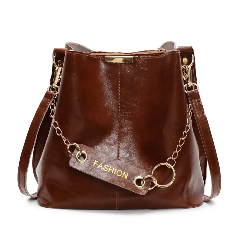Women's Vintage Leather Bucket Bag Tan 2025 - Image 9