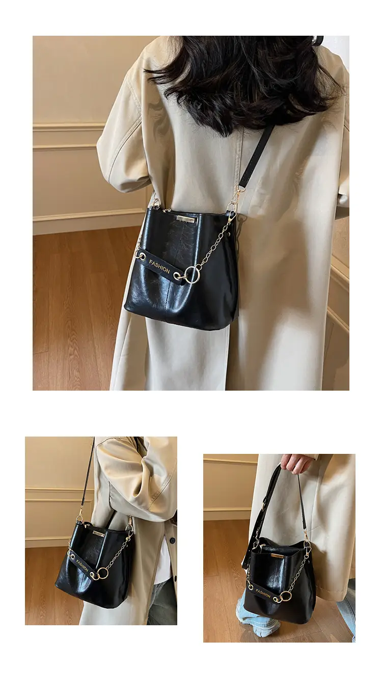 Women's Vintage Leather Bucket Bag Tan 2025 — feature 30