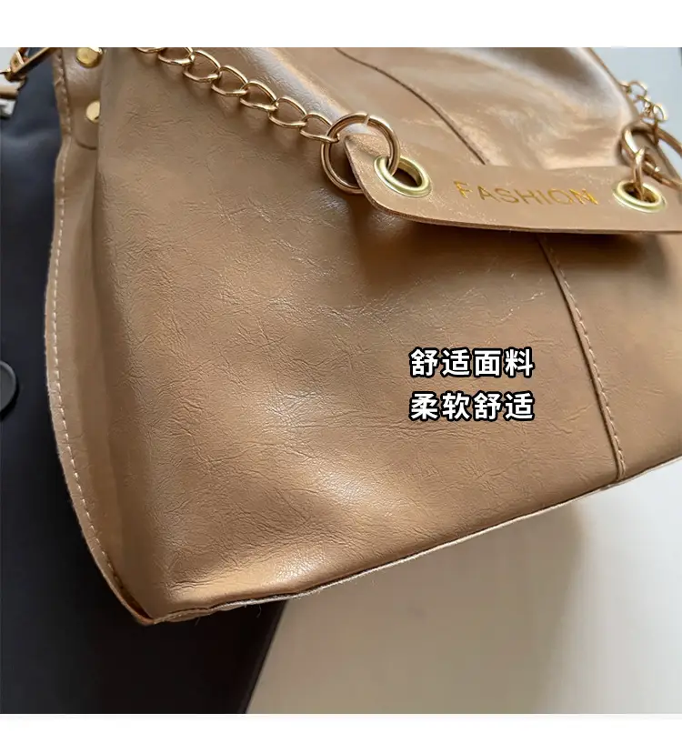 Women's Vintage Leather Bucket Bag Tan 2025 — feature 6