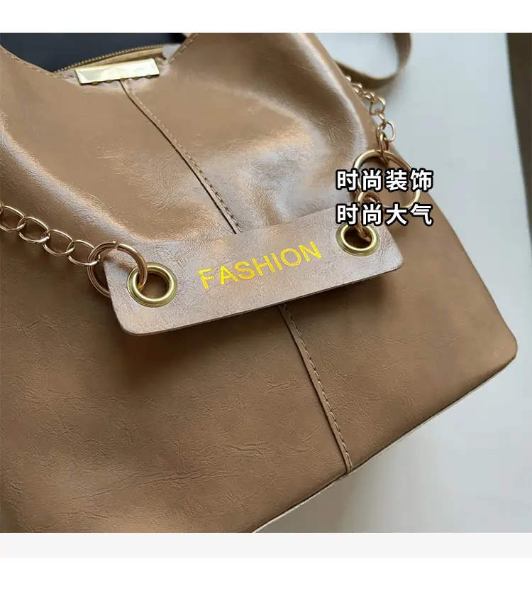Women's Vintage Leather Bucket Bag Tan 2025 — feature 7