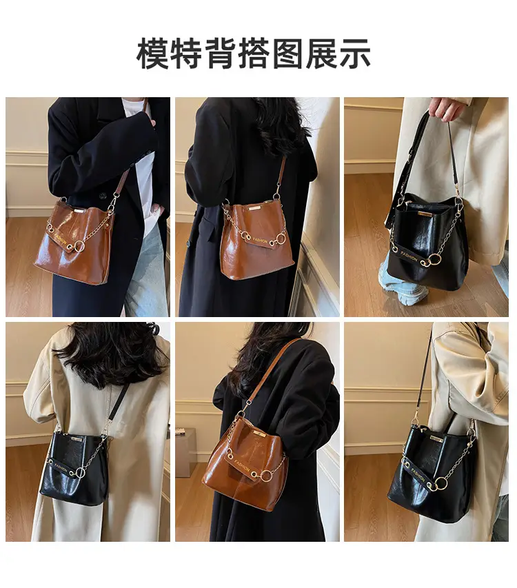 Women's Vintage Leather Bucket Bag Tan 2025 — feature 9