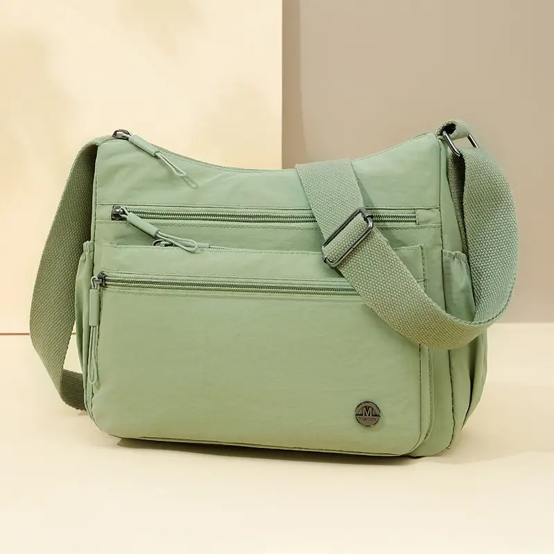 Women's Crossbody Bag Beige Nylon Large Capacity Lightweight - Image 8