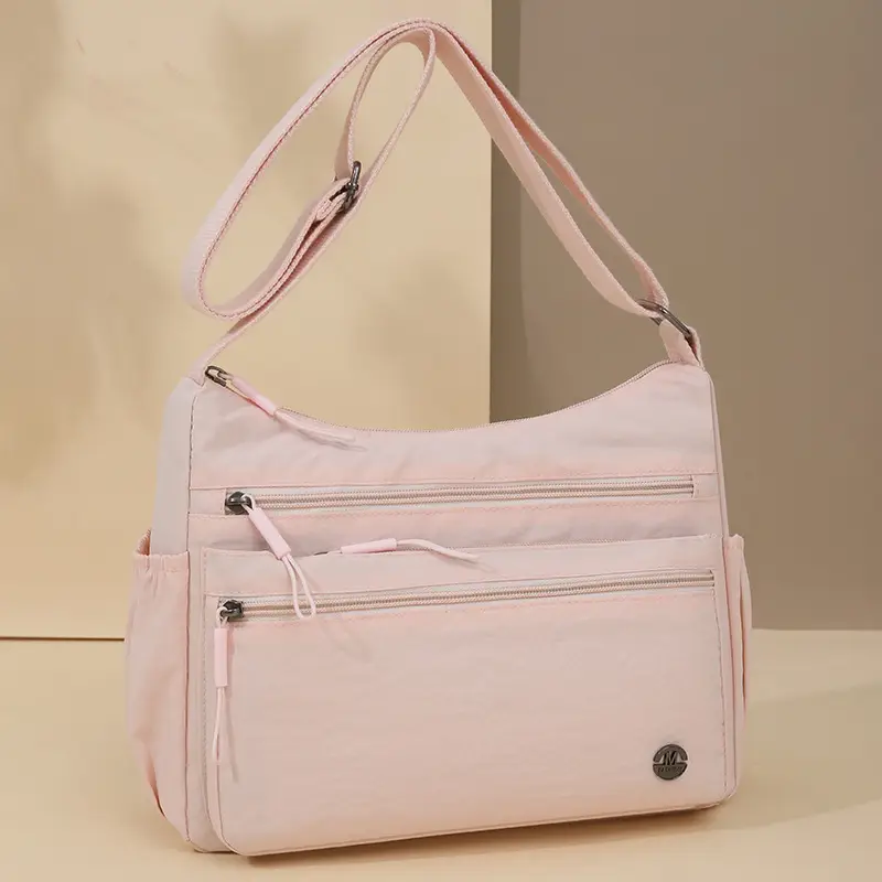 Women's Crossbody Bag Beige Nylon Large Capacity Lightweight - Image 9