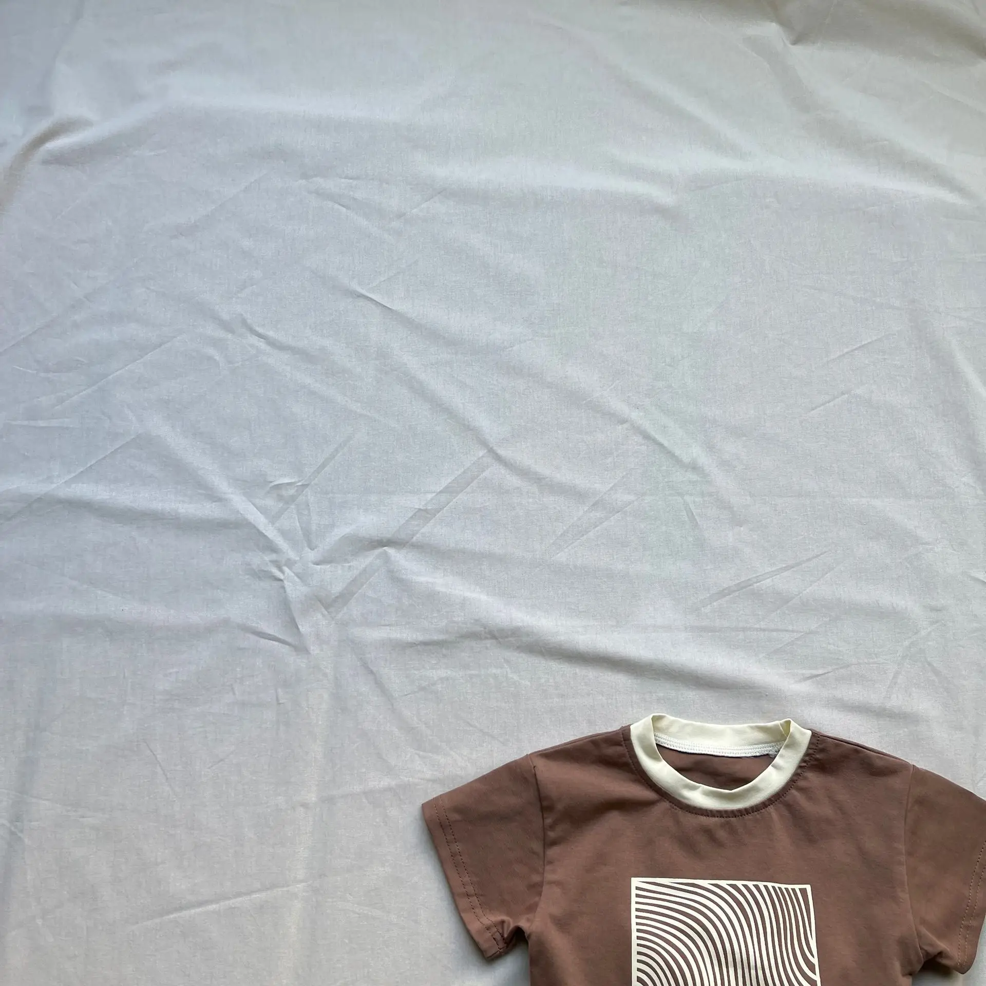 Korean Style Printed Shorts Set for Boys Girls Brown Cream — feature 8