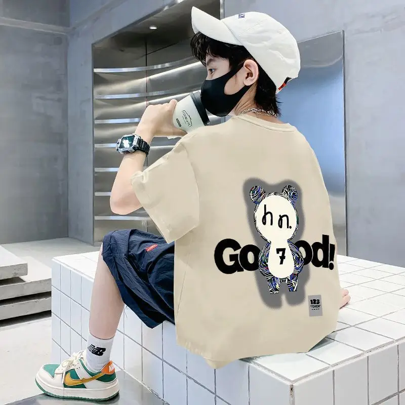 White Printed T-Shirt for Boys Summer Wear - Image 9