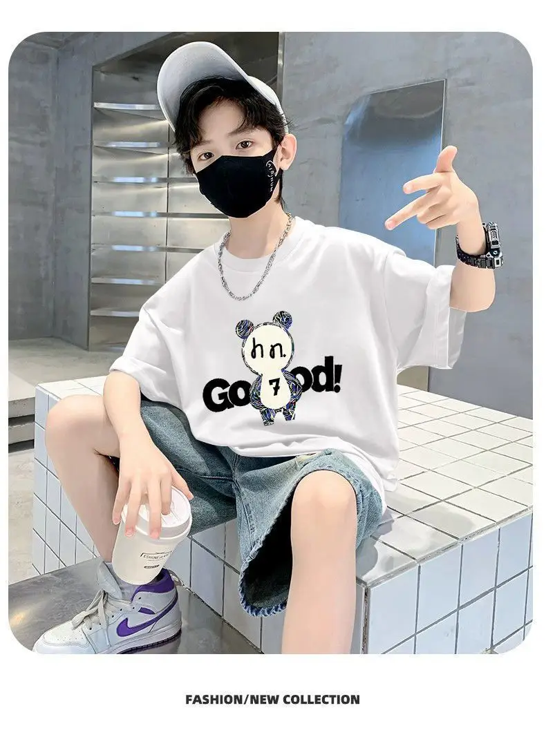 White Printed T-Shirt for Boys Summer Wear — feature 5