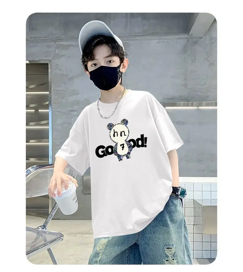 White Printed T-Shirt for Boys Summer Wear — feature 6