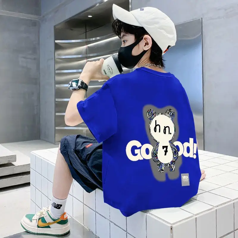 White Printed T-Shirt for Boys Summer Wear - Image 3