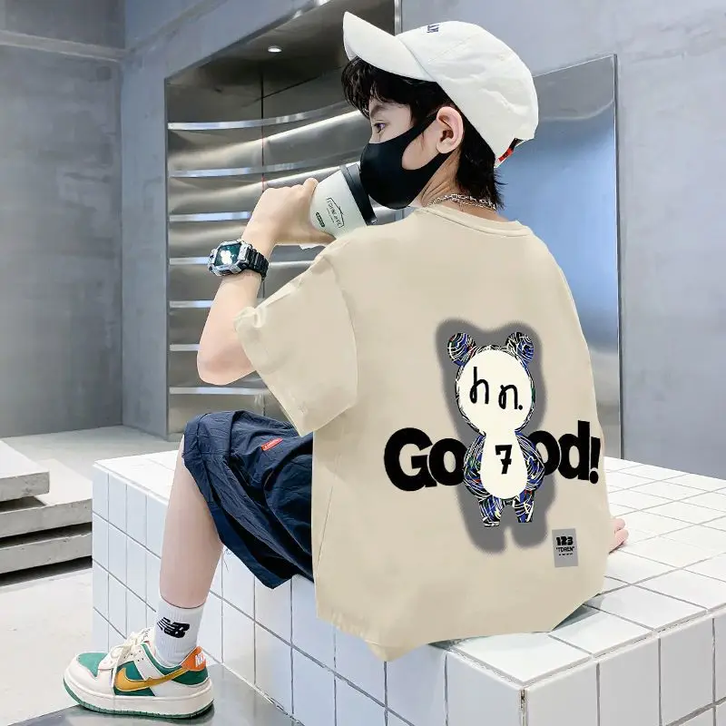 White Printed T-Shirt for Boys Summer Wear - Image 4