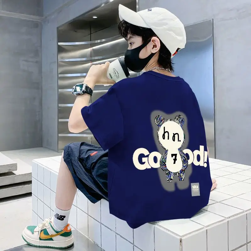 White Printed T-Shirt for Boys Summer Wear - Image 5