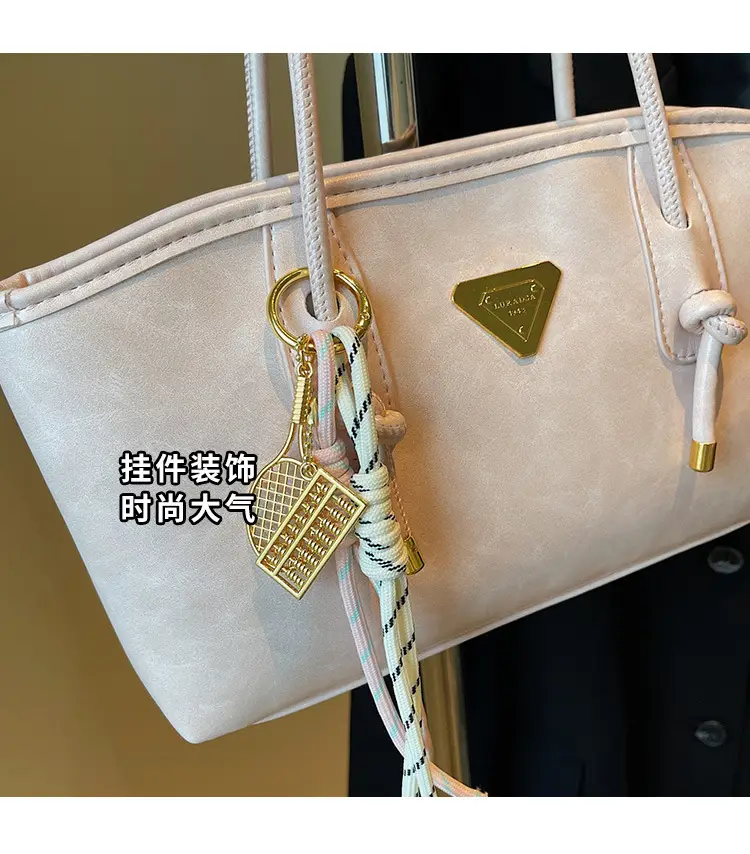 Pink Leather Shoulder Bag with Gold Plated Handle — feature 5
