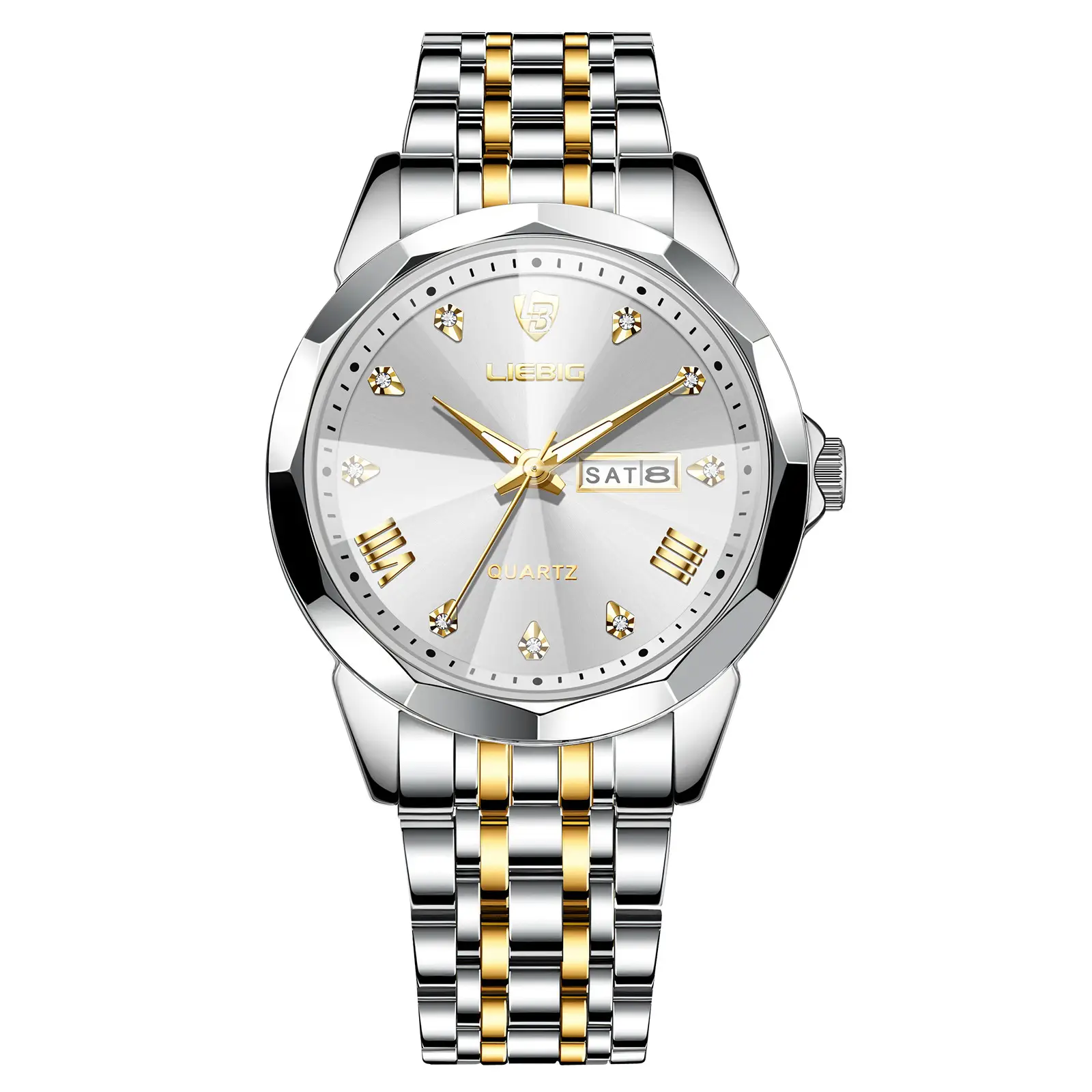 Men's Stainless Steel Watch with Gold Dial and Bracelet - Image 8