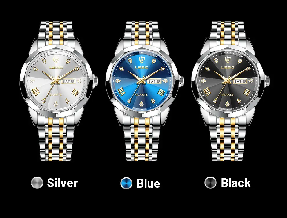 Men's Stainless Steel Watch with Gold Dial and Bracelet — feature 16