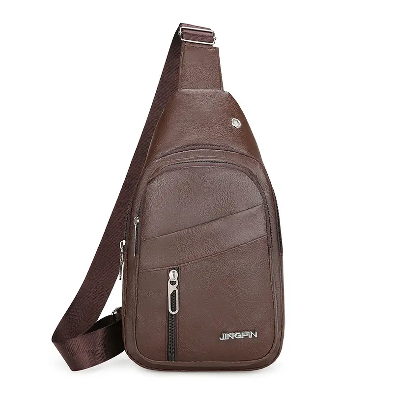 Men's Crossbody Bag Black Multi Color PU Leather - Image 7