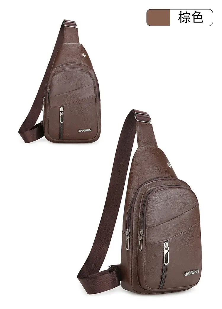 Men's Crossbody Bag Black Multi Color PU Leather — feature 21