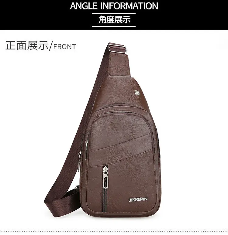 Men's Crossbody Bag Black Multi Color PU Leather — feature 23