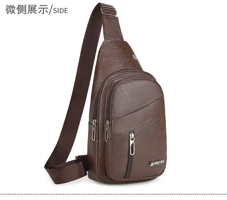 Men's Crossbody Bag Black Multi Color PU Leather — feature 24