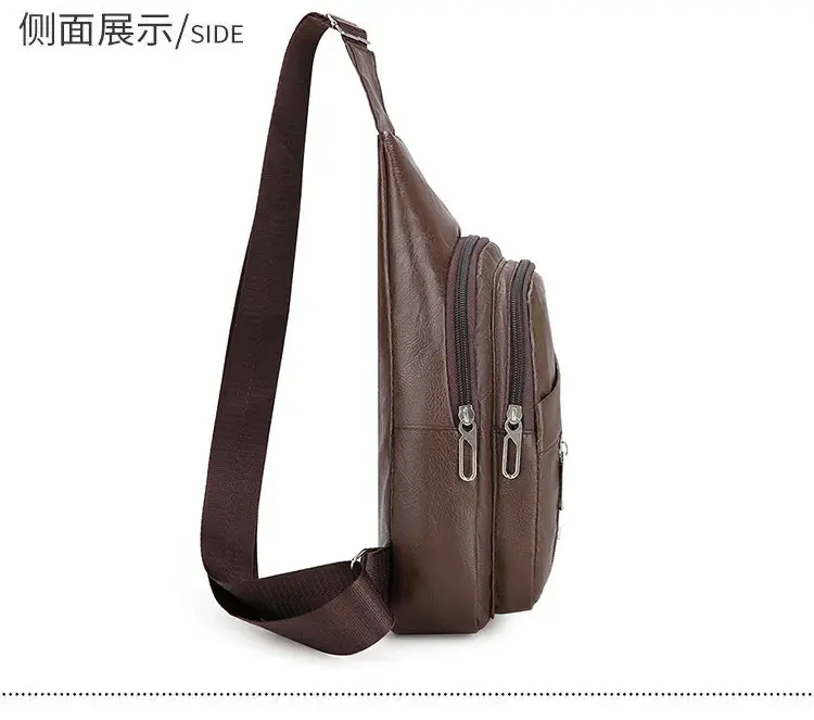 Men's Crossbody Bag Black Multi Color PU Leather — feature 25