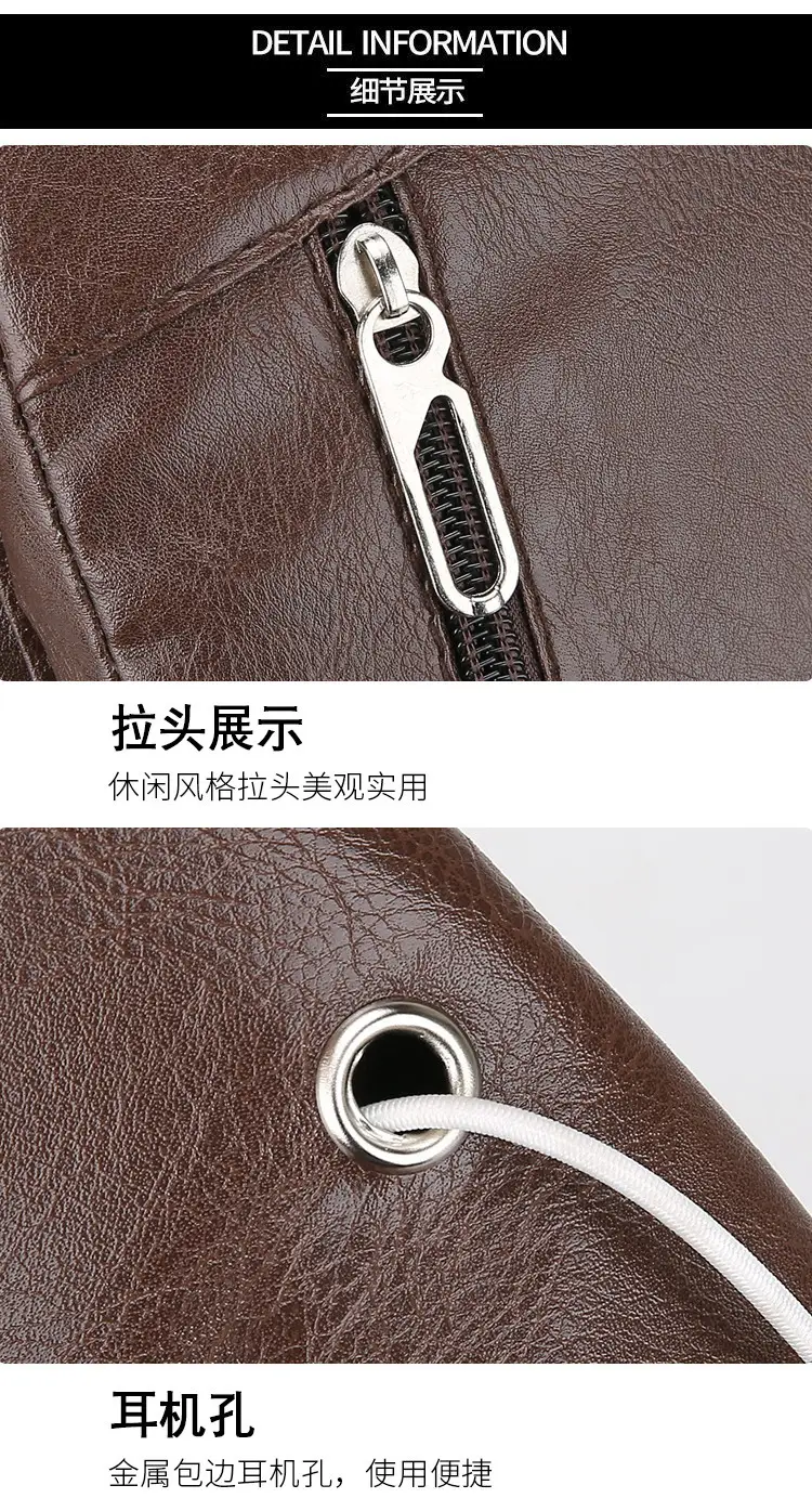 Men's Crossbody Bag Black Multi Color PU Leather — feature 28