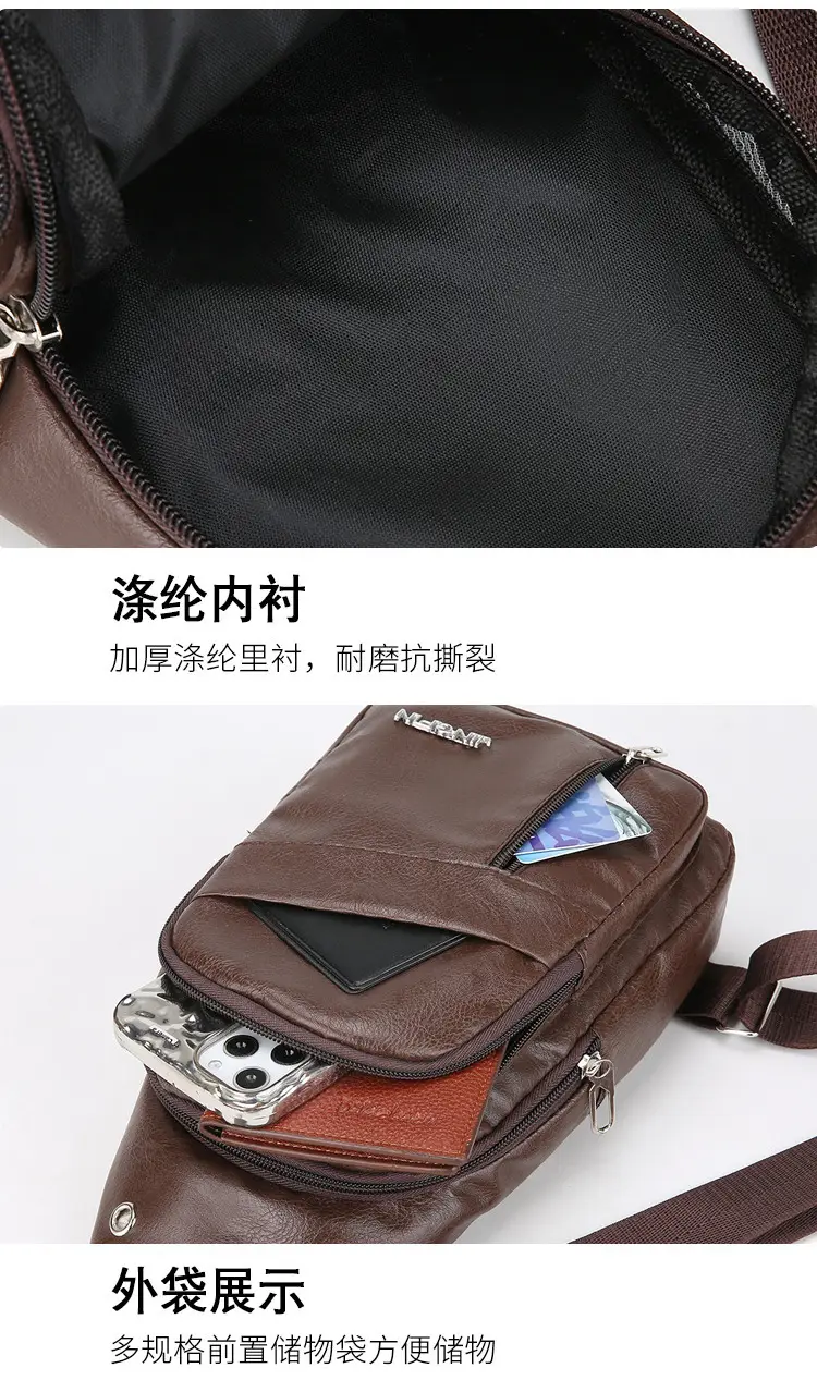 Men's Crossbody Bag Black Multi Color PU Leather — feature 30