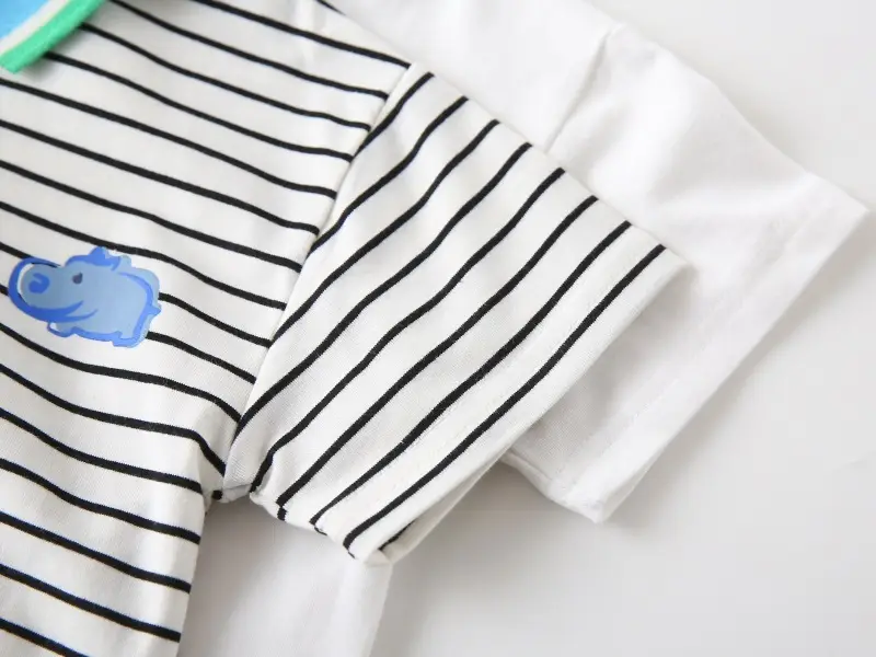 Boys White Cotton Polo Shirt with Blue Trim — feature 8