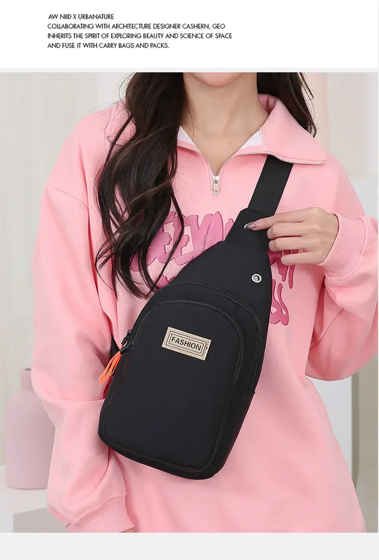 Pink Women's Multi-functional Chest Bag with Adjustable Strap — feature 12
