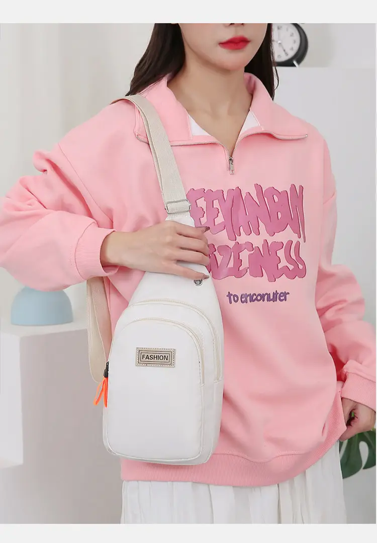Pink Women's Multi-functional Chest Bag with Adjustable Strap — feature 17