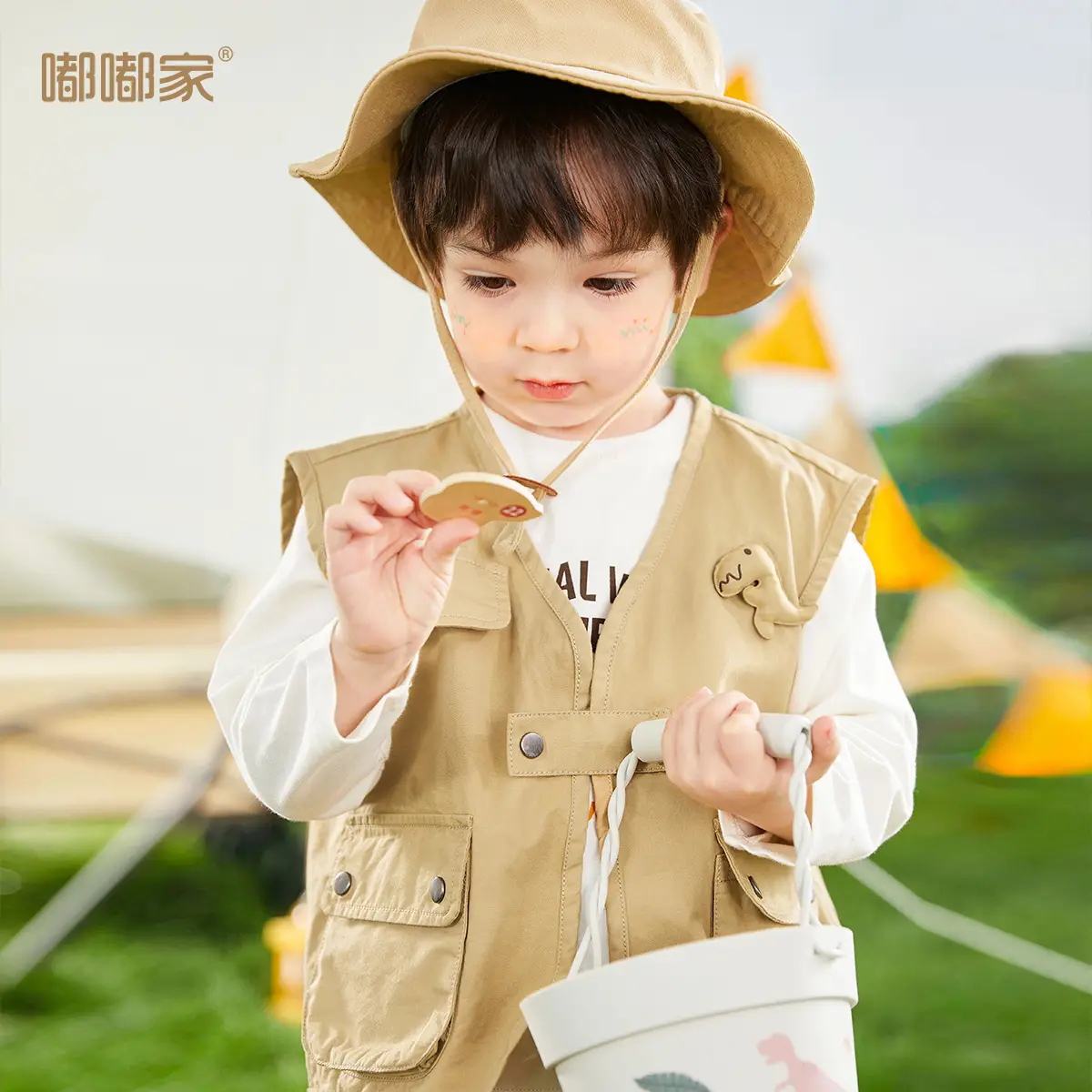 Dudu Boys Vest Spring T-Shirt Pants Set Tan