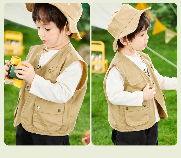 Dudu Boys Vest Spring T-Shirt Pants Set Tan — feature 27