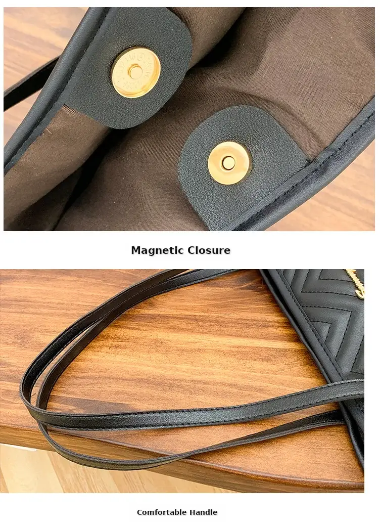 Women's Wavy Diamond Embroidery Shoulder Bag Brown — feature 5