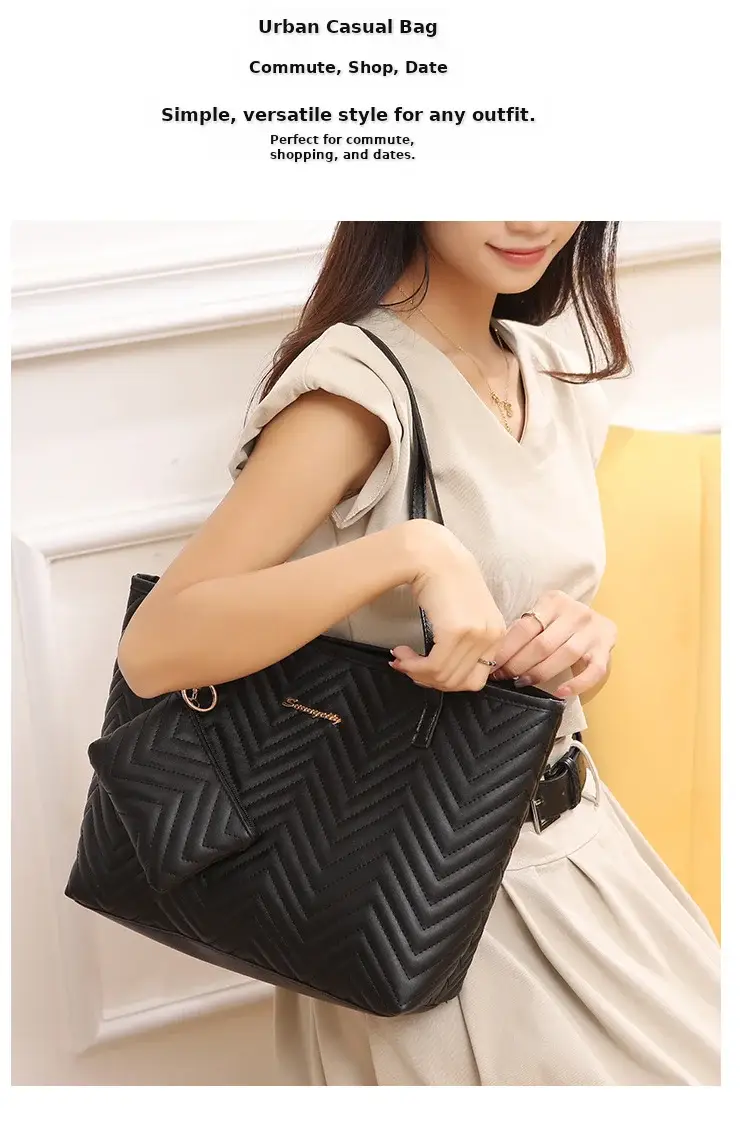 Women's Wavy Diamond Embroidery Shoulder Bag Brown — feature 9