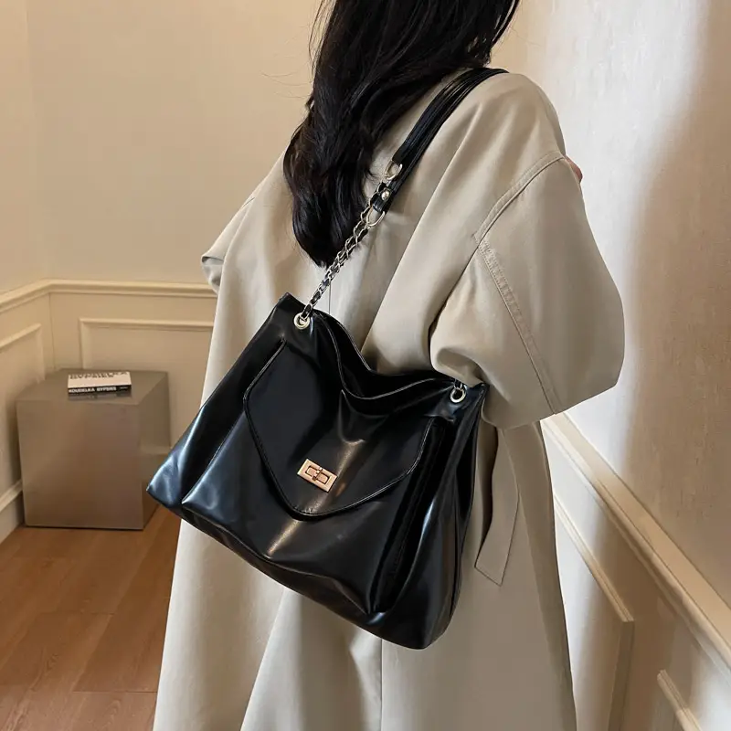 Women's Brown Chain Shoulder Bag with Leather Strap — feature 21