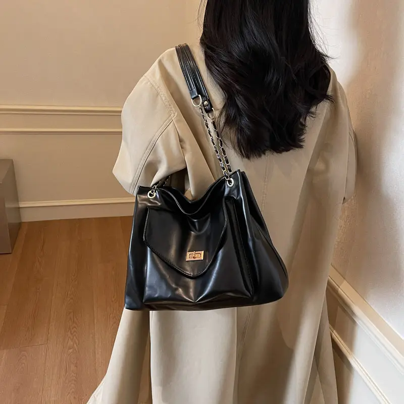Women's Brown Chain Shoulder Bag with Leather Strap — feature 23