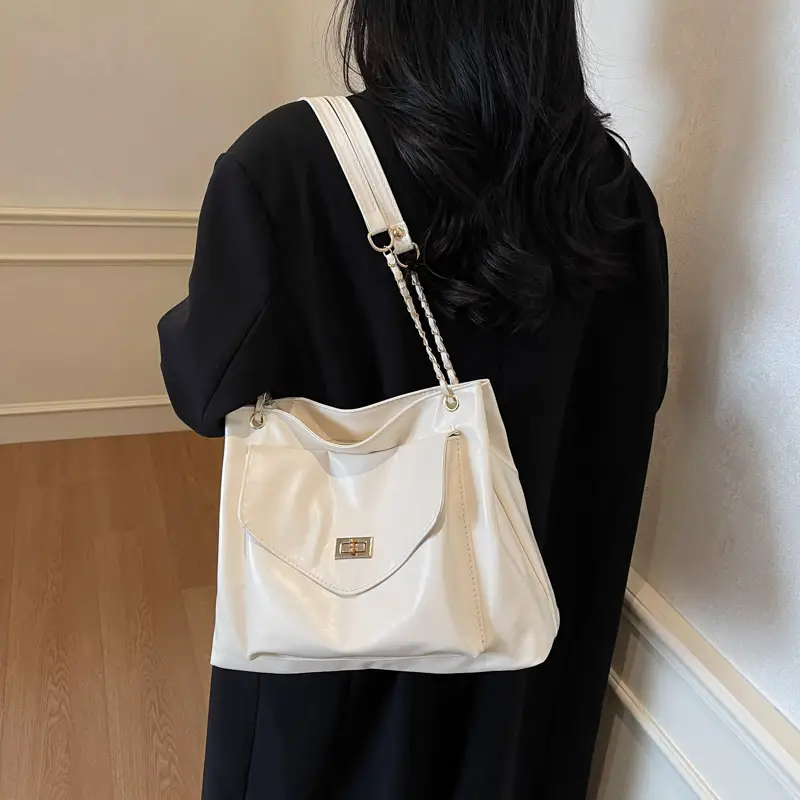 Women's Brown Chain Shoulder Bag with Leather Strap — feature 25