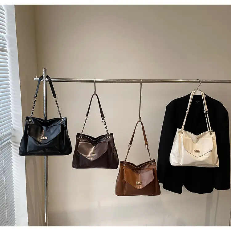 Women's Brown Chain Shoulder Bag with Leather Strap — feature 4