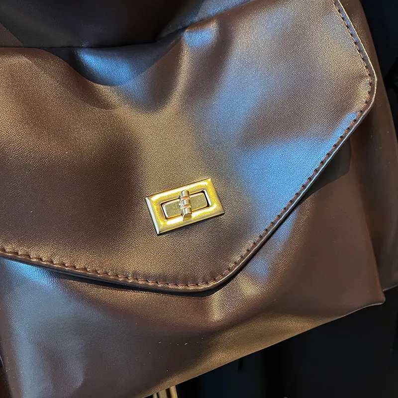 Women's Brown Chain Shoulder Bag with Leather Strap — feature 8