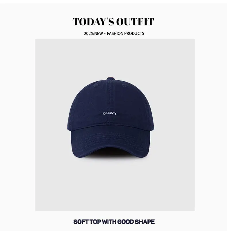 Women Retro Face Small Embroidered Cap Navy White Gray — feature 11