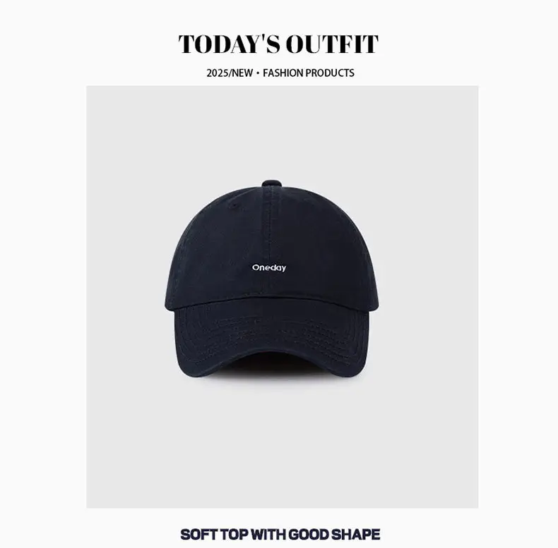 Women Retro Face Small Embroidered Cap Navy White Gray — feature 12